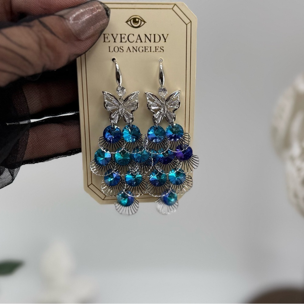 EyeCandy Los Angeles Statement Butterfly Earrings - Picture 6 of 9
